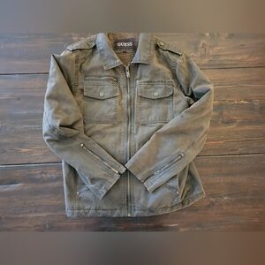 GUESS Men's Brown Military Jacket:Small
